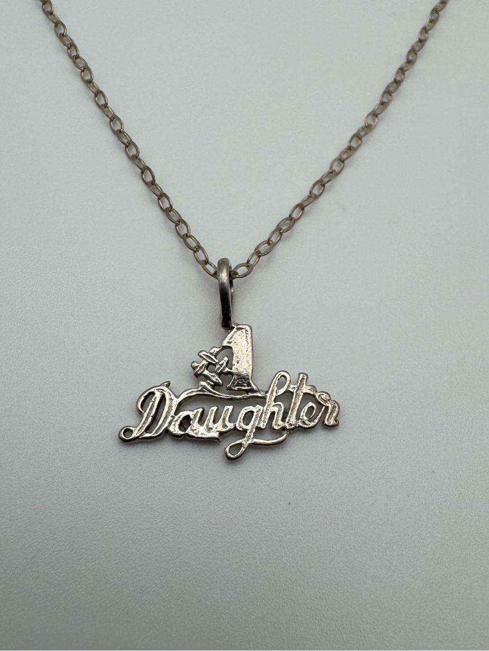 VTG Sterling Silver 925 #1 Daughter Pendant Necklace